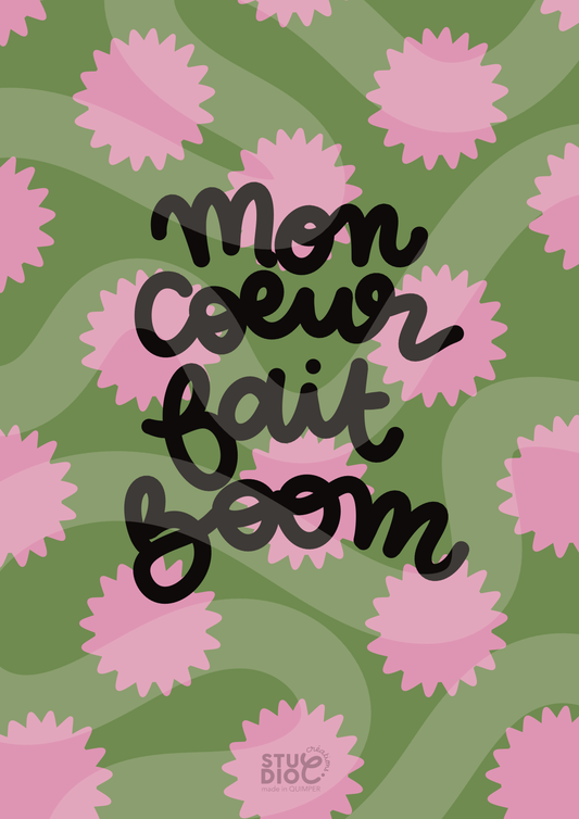 Mon coeur fait boom - carte postale