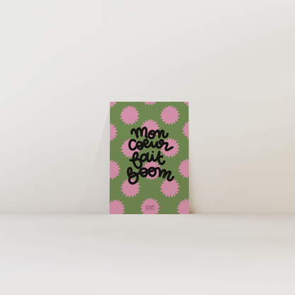 Mon coeur fait boom - carte postale