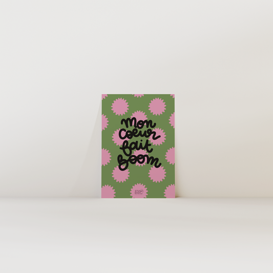 Mon coeur fait boom - carte postale