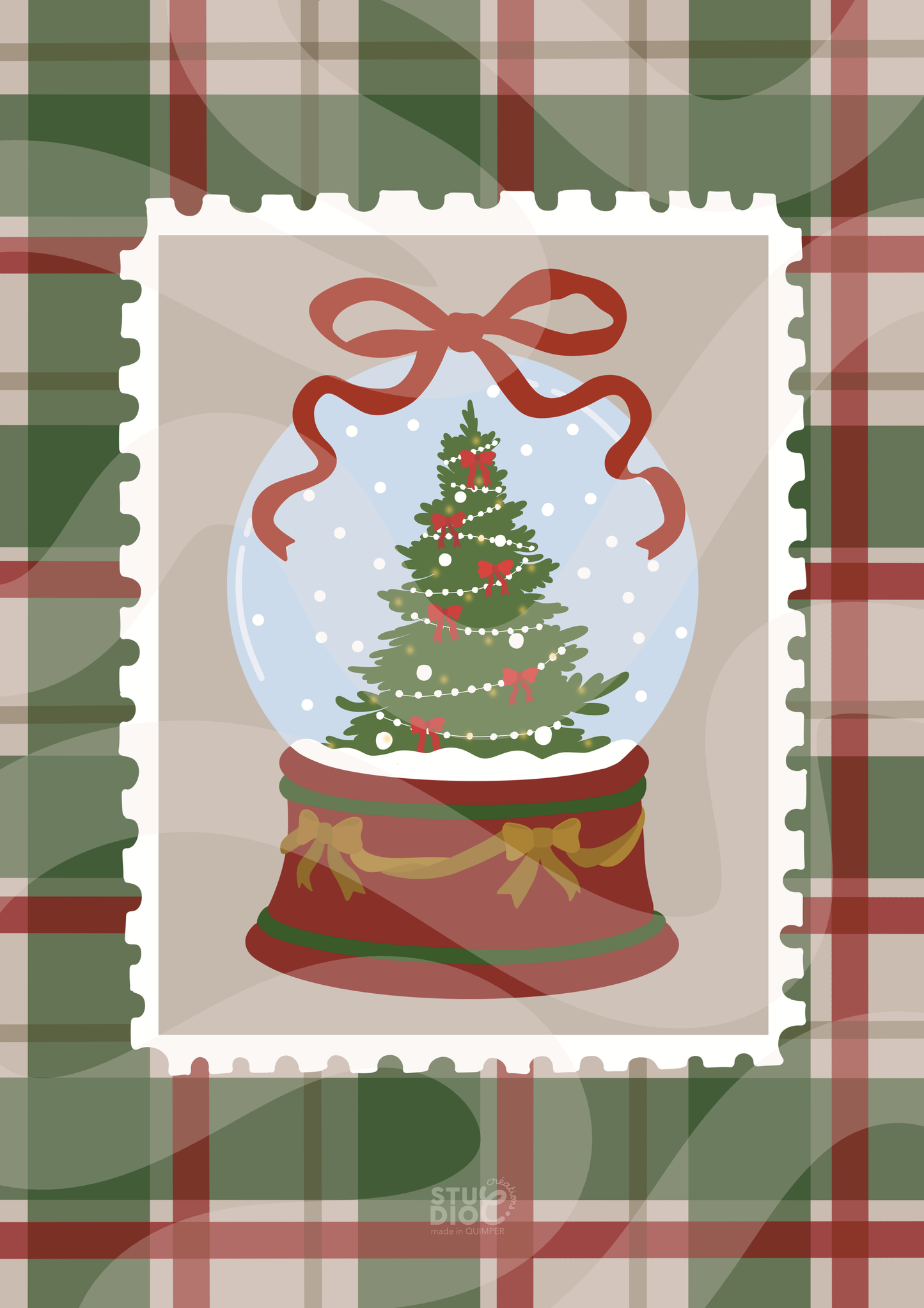 Boule à neige sapin - Style rétro