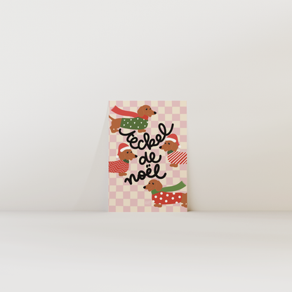 Teckel de Noël - Carte postale