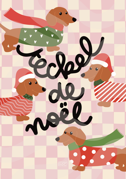 Teckel de Noël - Carte postale